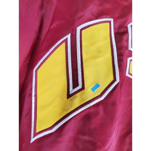 Vtg Colosseum USC Satin Bomber Insulated Varsity Jacket Mens 2XL Red Yellow Logo - Picture 15 of 16